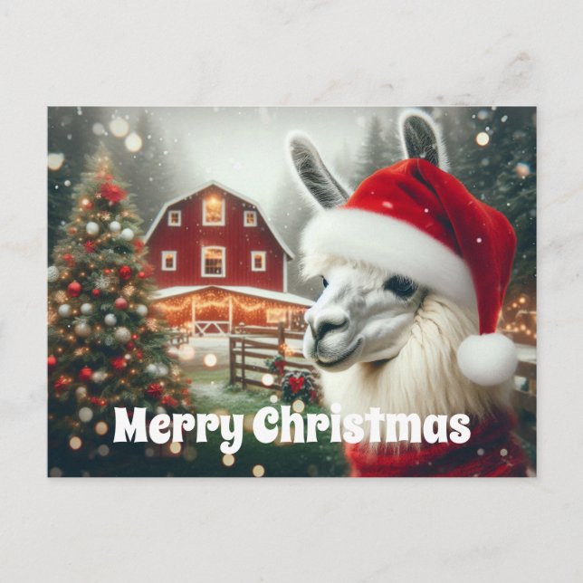 Merry Christmas Alpaca Postcard (Front)