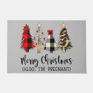 Merry Christmas Also I'm Pregnant Pregnancy Annou Doormat