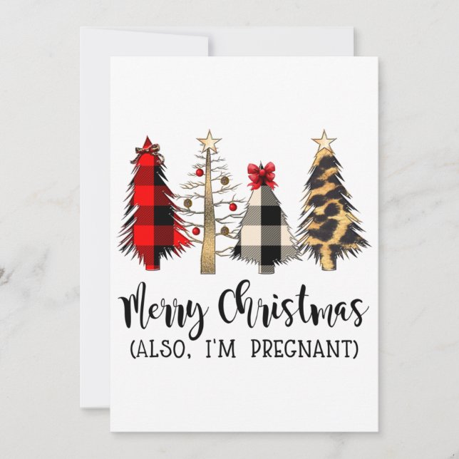 Merry Christmas Also I'm Pregnant Pregnancy Announ Holiday Card (Front)