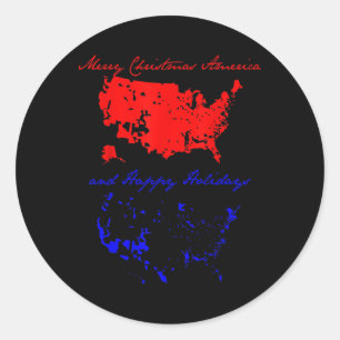 Merry Christmas America Funny Trump Christmas Card Classic Round Sticker