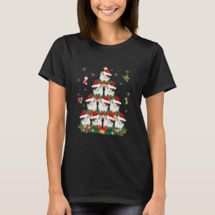Merry Christmas American Curl Cat Santa Tree T-Shirt