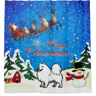 Merry Christmas American Eskimo Dog With Santa
