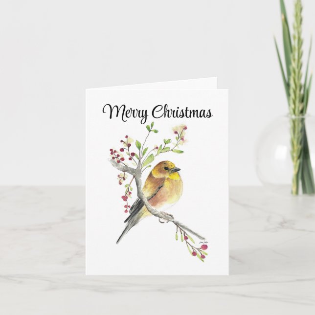 Merry Christmas American Goldfinch Holiday Card (Front)
