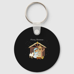 Merry Christmas &amp; Nativity Scene Christian Fai Keychain