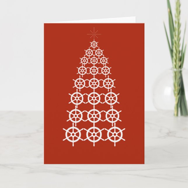 Merry Christmas - Anchor Christmas Tree (Red) Card (Front)