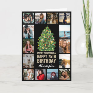 Merry Christmas and 75th Happy Birthday Photo Card