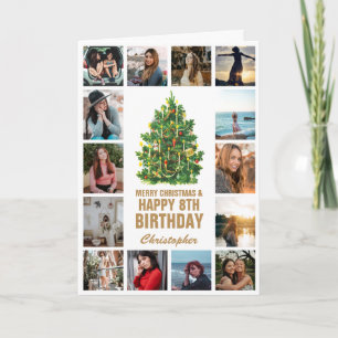 Merry Christmas and 8th Happy Birthday Photo Card