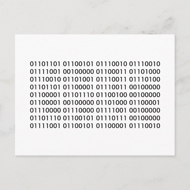 merry christmas and a happy new year binary code holiday postcard (Front)