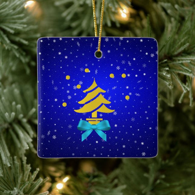 Merry Christmas and a Happy New Year! Ceramic Ornament (Tree)