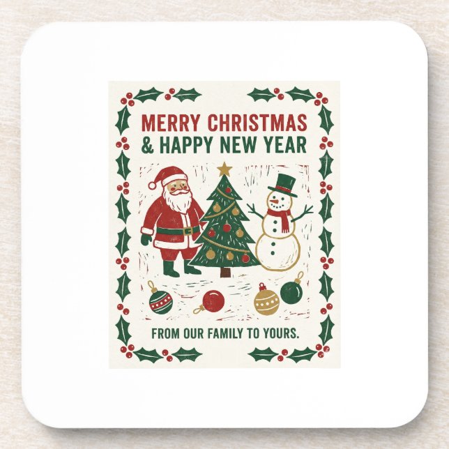 Merry Christmas and a Happy New Year Coaster (Front)