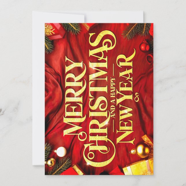 "Merry Christmas and a Happy New Year" Festlich Holiday Card (Front)