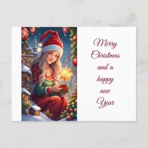 Merry Christmas and a happy new year Girl Postcard