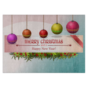 "MERRY CHRISTMAS AND A HAPPY NEW YEAR" ORNAMENTS CUTTING BOARD