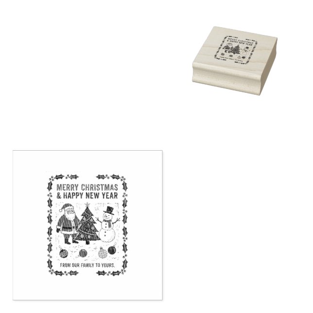 Merry Christmas and a Happy New Year Rubber Stamp (Stamped)