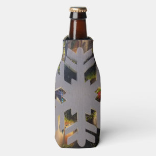 Merry Christmas and a Happy New Year Snowflake Art Bottle Cooler