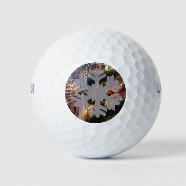 Merry Christmas and a Happy New Year Snowflake Art Golf Balls (Front)