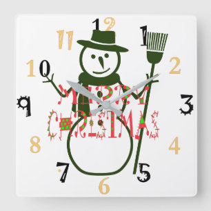 Merry Christmas and a Happy New Year Square Wall Clock