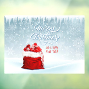 Merry Christmas and a Happy New Year Window Cling