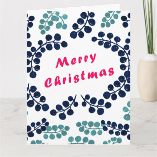 Merry Christmas and Berries Folded Greeting Card