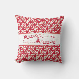 Merry Christmas and Candy Cane Kisses   Throw Pillow