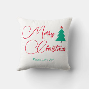 Merry Christmas and Christmas Tree Throw Pillow