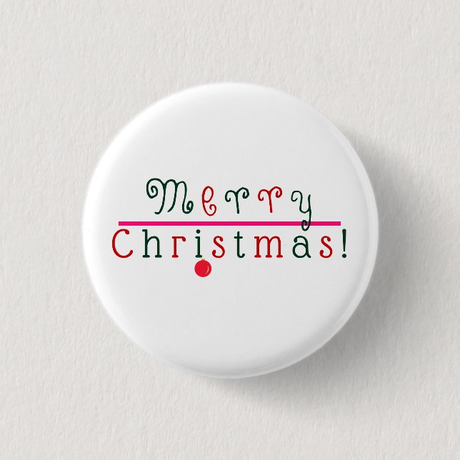 Merry Christmas and Hanging Ornament 1 Inch Round Button (Front)