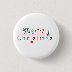 Merry Christmas and Hanging Ornament 1 Inch Round Button