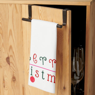 Merry Christmas and Hanging Ornament, Festive Fun Kitchen Towel
