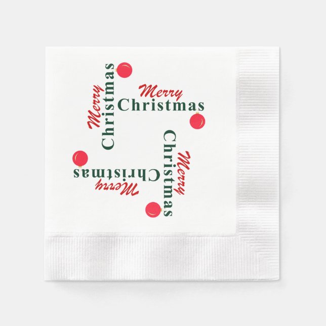Merry Christmas and Hanging Ornament Napkin (Front)