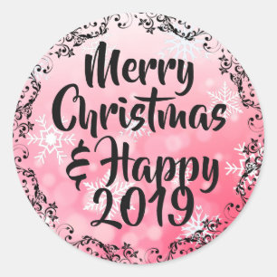 Merry Christmas and Happy 2019 Holiday Card Classic Round Sticker