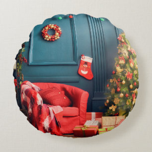 Merry Christmas and Happy Holidays! A beautiful li Round Pillow