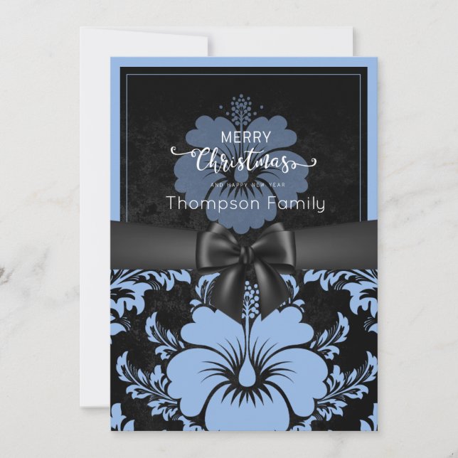 Merry Christmas and happy holidays, black bow Invitation (Front)