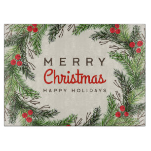 Merry Christmas and Happy Holiday's Cutting Board