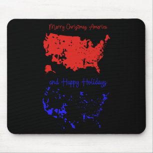 Merry Christmas And Happy Holidays Festive Usa Map Mouse Pad