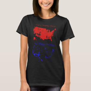 Merry Christmas And Happy Holidays Festive Usa Map T-Shirt