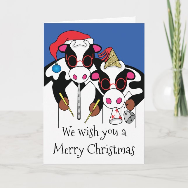 "Merry Christmas and Happy Moo Year" Greeting Card (Front)