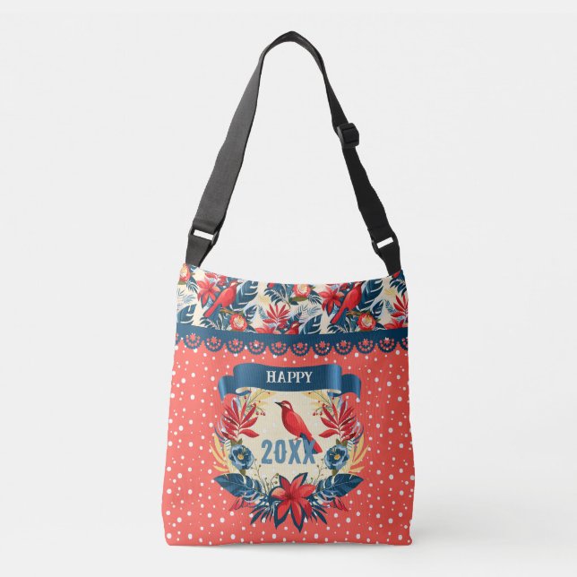 Merry Christmas and Happy New Year! 20XX Red Bird Crossbody Bag (Front)