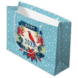 Merry Christmas and Happy New Year! 20XX Red Bird Large Gift Bag