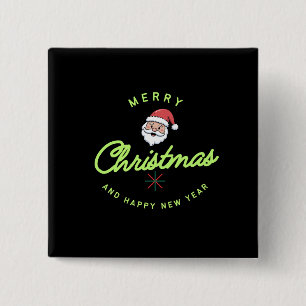 Merry Christmas and Happy New Year 2 Inch Square Button