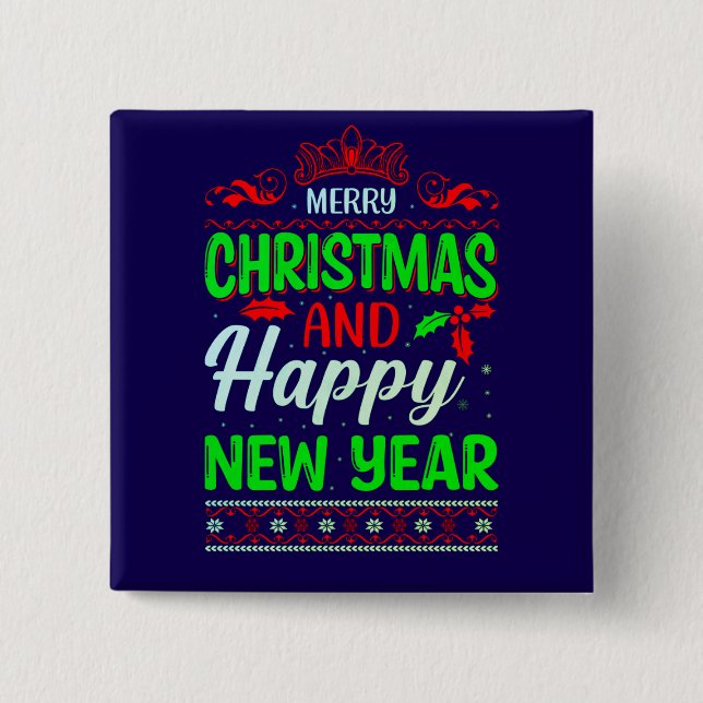 Merry Christmas And Happy New Year-61064 2 Inch Square Button (Front)
