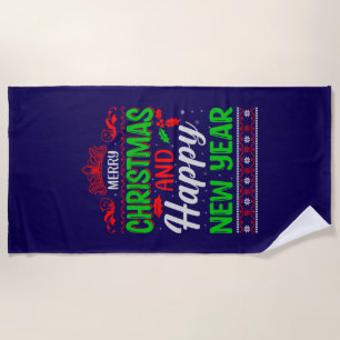 Merry Christmas And Happy New Year-61064 Beach Towel