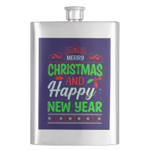 Merry Christmas And Happy New Year-61064 Hip Flask