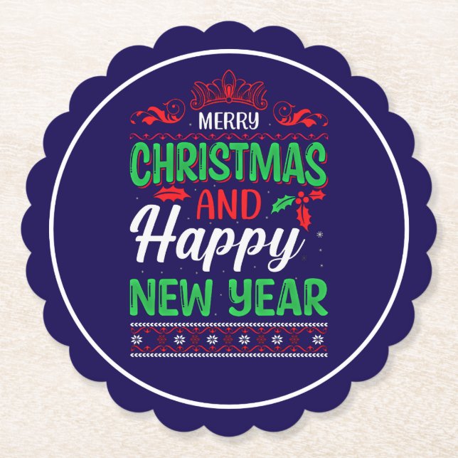 Merry Christmas And Happy New Year-61064 Hoodie Paper Coaster (Front)