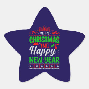 Merry Christmas And Happy New Year-61064 Star Sticker