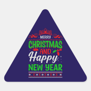 Merry Christmas And Happy New Year-61064 Triangle Sticker