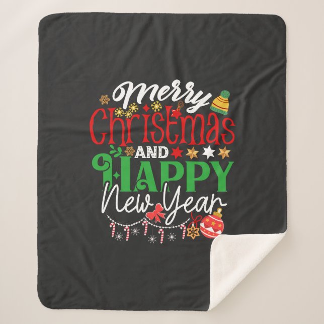 Merry Christmas And Happy New Year-67342 Sherpa Blanket (Front)