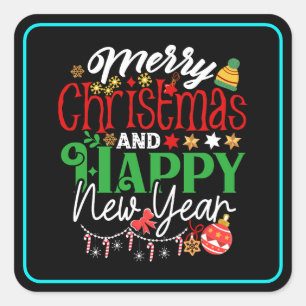 Merry Christmas And Happy New Year-67342 Square Sticker