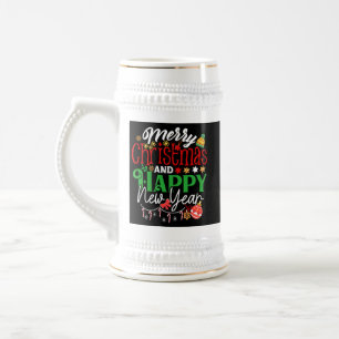 Merry Christmas And Happy New Year Beer Stein