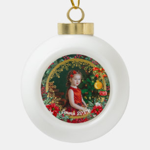 Merry Christmas and Happy New Year By Love Ceramic Ball Christmas Ornament