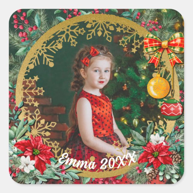Merry Christmas and Happy New Year By Love Square Sticker (Front)